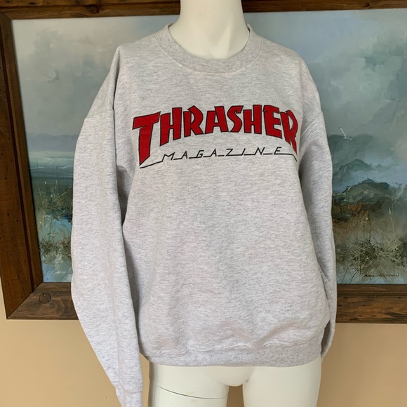 Vintage Thrasher Magazine Sweatshirt | Thrasher Skateboard CREWNECK w Red Logo - Picture 5 of 5